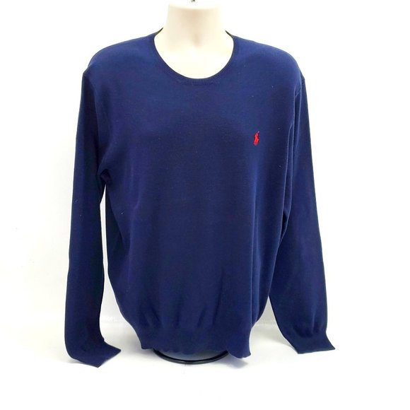 Polo Ralph Lauren Other - Polo Ralph Lauren Blue Pima Cotton Pullover Crewneck Pony Sweater Men's XL